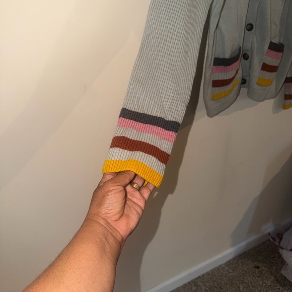 Boden Gray Striped Cuff Pocket Cardigan – Size US 8 (UK 12) - Picture 5 of 7